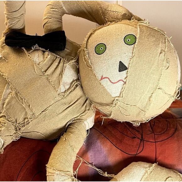 Creepy-Cute 18” Mummy Plush Shelf Sitter • Tim Burton Halloween Decor - Picture 4 of 7